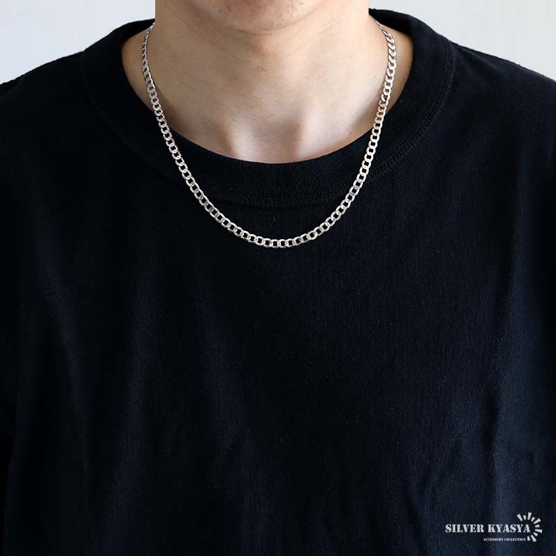 シルバー925 喜平ネックレス 薄い 厚み 1mm 幅5mm チェーン