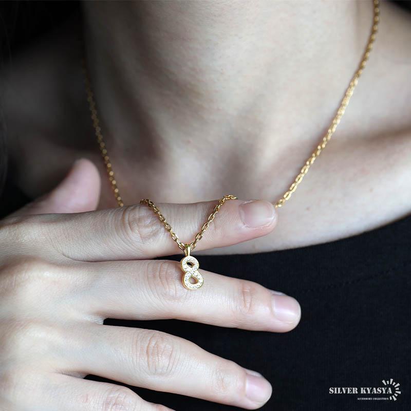 シルバー925 ナンバーネックレス 選べる カラー 数字 ペンダント