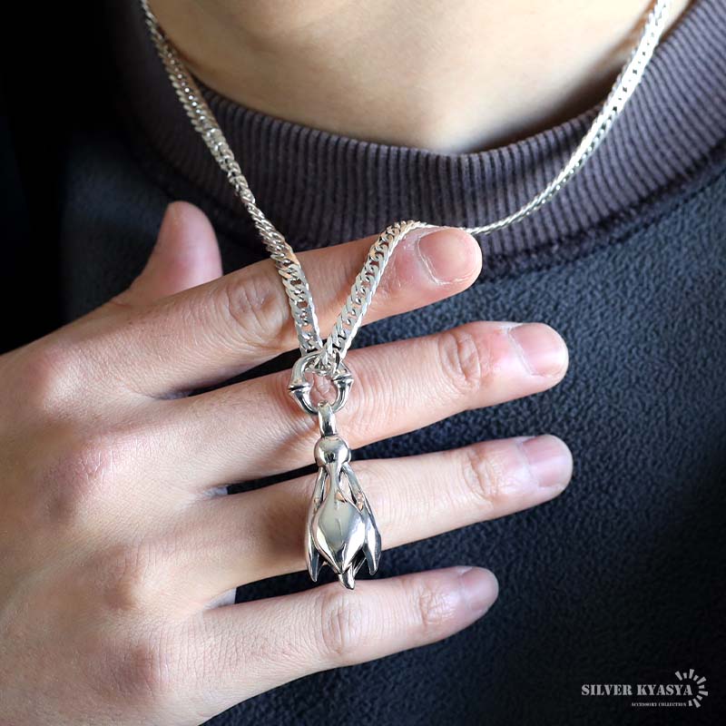 シルバー925 フラワーベルネックレス シルバーネックレス ダブル喜平