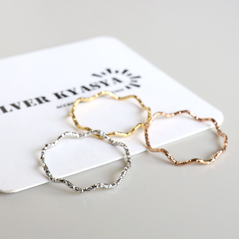 極細 ウェーブリング 波 細身リング ゴールド K18 GP シルバー