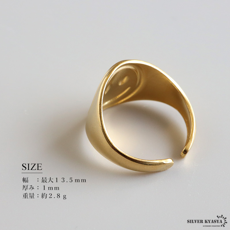 スマイリーリング スマイル ニコちゃん ゴールドリング 指輪 18KGP