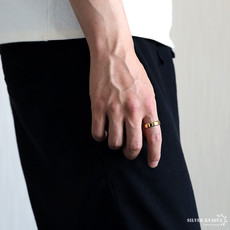 ステンレス 平打ちリング 色と幅が選べる 4mm 6mm 8mm ゴールド