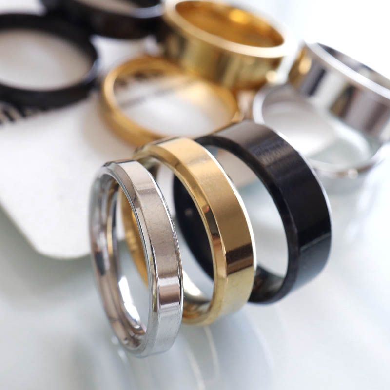 ステンレス 平打ちリング 色と幅が選べる 4mm 6mm 8mm ゴールド