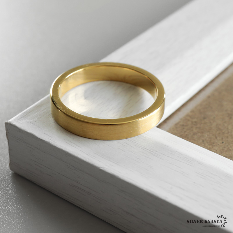複数買いで最大30％OFFクーポン／18k gp つや消しリング シンプル 指輪