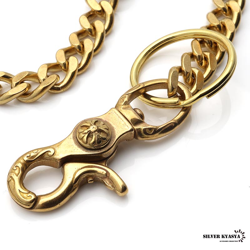 唐草 クロス クリップ ラージフック ウォレットチェーン ゴールド 喜平