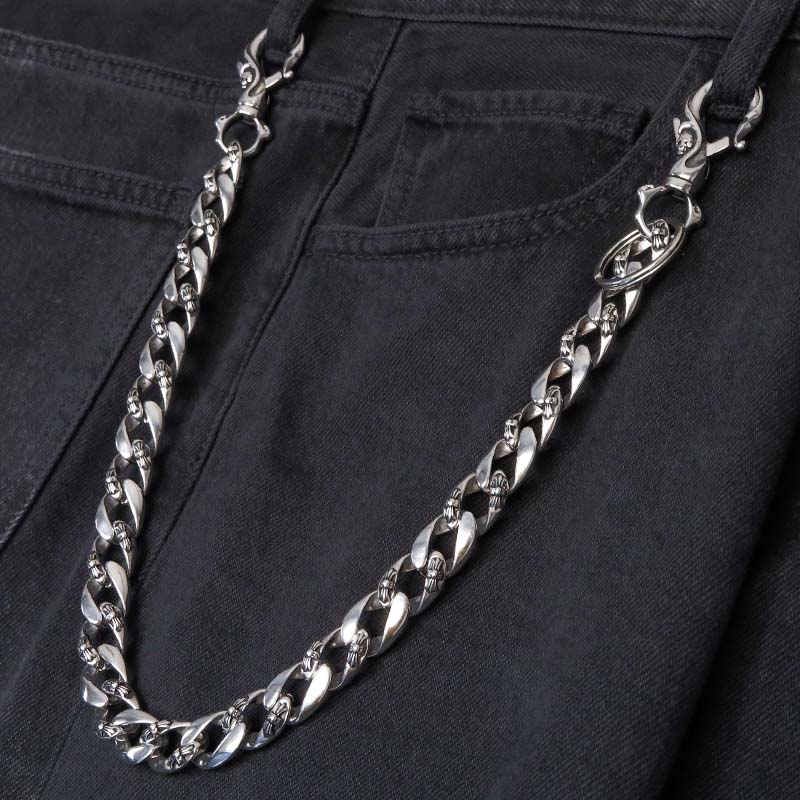 ステンレス 重厚 ウォレットチェーン 財布 クロス 喜平チェーン
