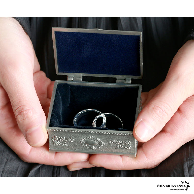 アンティーク調ボックスケース バラ 錫 収納 アンティークシルバー 銀