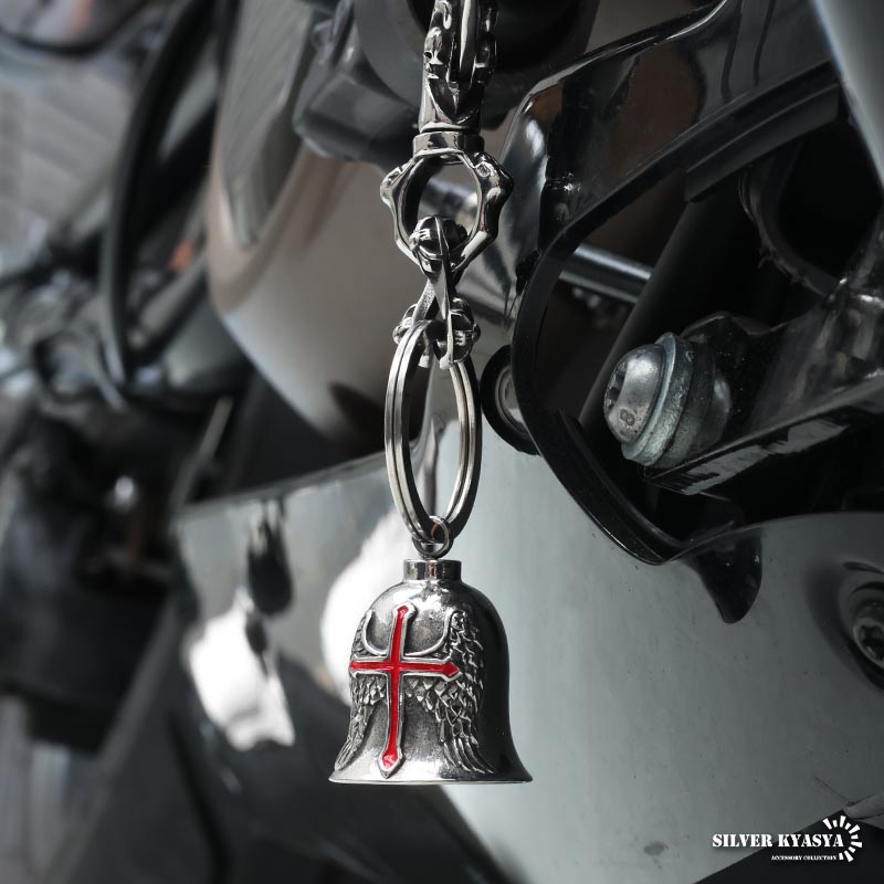 ステンレス ガーディアンベル 鐘 キーホルダー 音がなる クロス 十字架