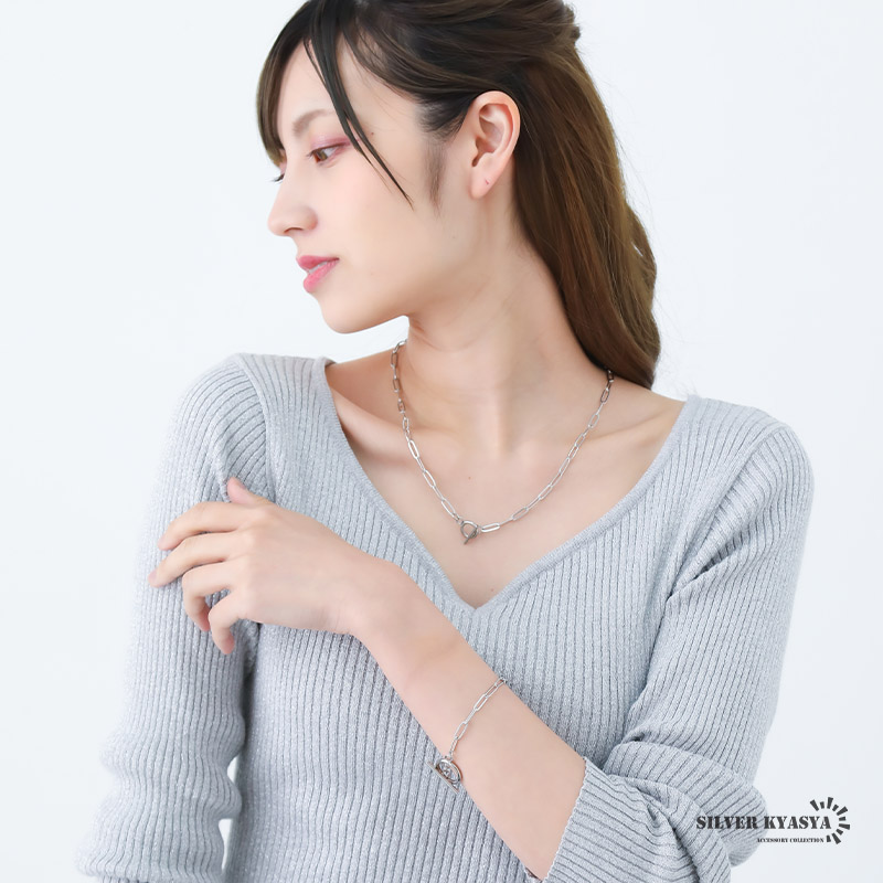 シルバーリングチェーン　ネックレス2個/ブレスレット　セット ダブルリングチェーンブレスレット | シルバーアクセサリー