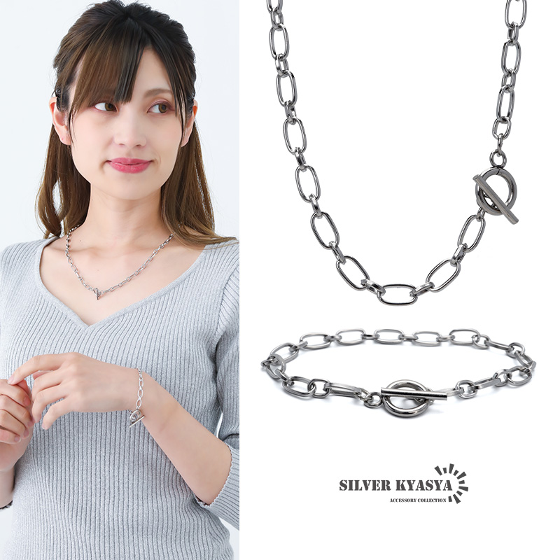 磁気ステンレススチール ネックレスとブレスレット セット 楽天