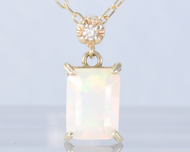 ゴールドチェーン オパールペンダント ネックレス Jewel closet by L&Co. ネックレス レディース 18金 K18 オパール