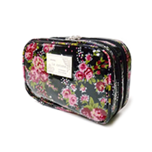 訳あり】【LaCotone】[CPD-01] コスメポーチ (ダブルジップ) ミラー鏡