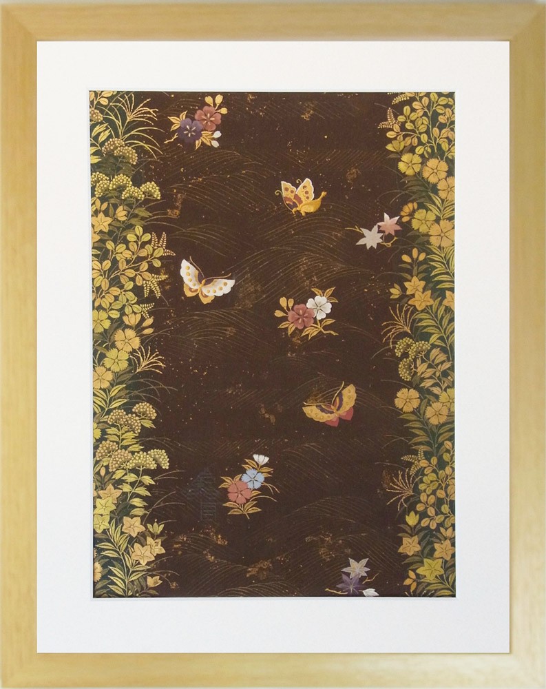 四季草花図　印刷画　日本画 フレーム　額装　額縁 オンライン セールホビー・楽器・アート - 四季草花図 印刷画
