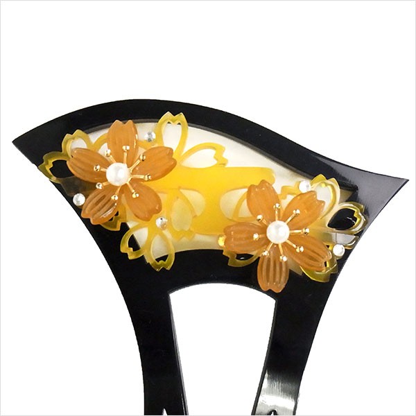 かんざし 簪 和装 髪飾り 花しおり ばち型かんざし 桜模様 べっ甲花