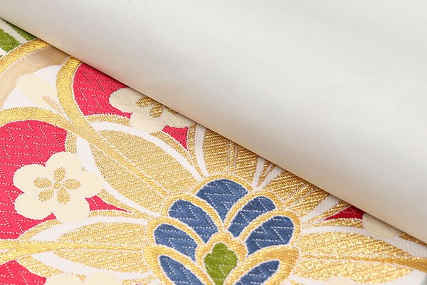 振袖用袋帯 isb112 成人式振袖 白地・ホワイト/桜・花柄 【振袖セット