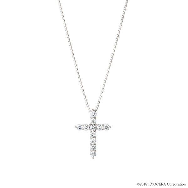 ダイヤモンド ネックレス プラチナ 0.30カラット クロス  プレゼント 天然石 京セラ｜kyocera-jewelry