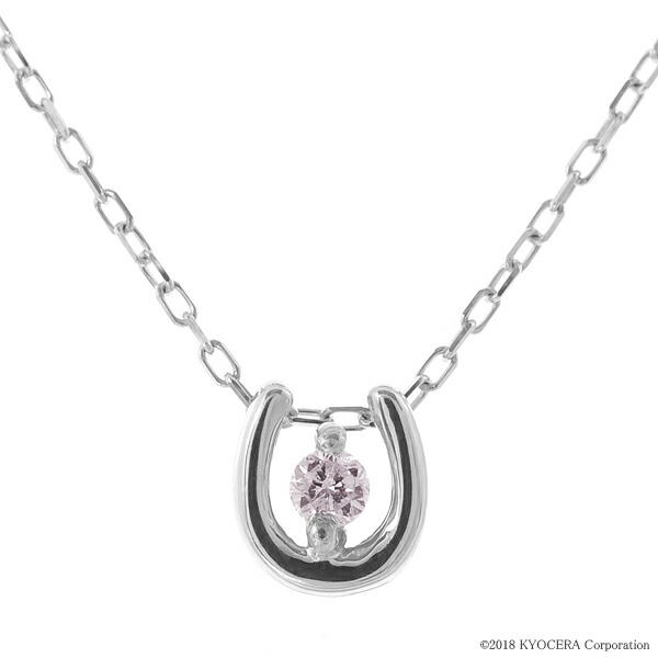 K18 馬蹄ダイヤモンドネックレスホースシュー京セラ