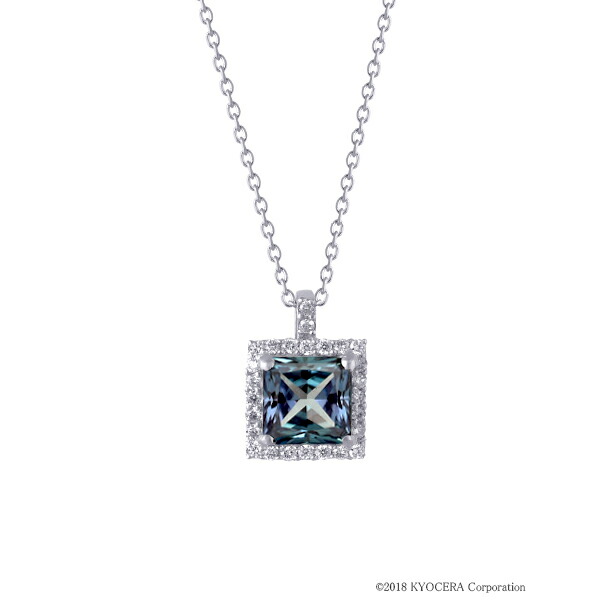 アレキサンドライト ネックレス K18ホワイトゴールド プリンセスカット 6月誕生石 プレゼント クレサンベール 京セラ｜kyocera-jewelry