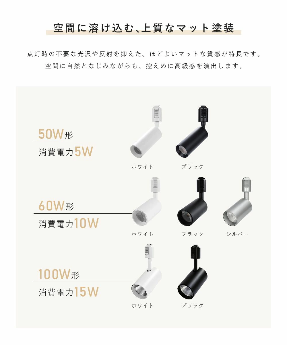 共同照明 スポットライト LED一体型 電球色 昼白色 ダクトレール用 50W