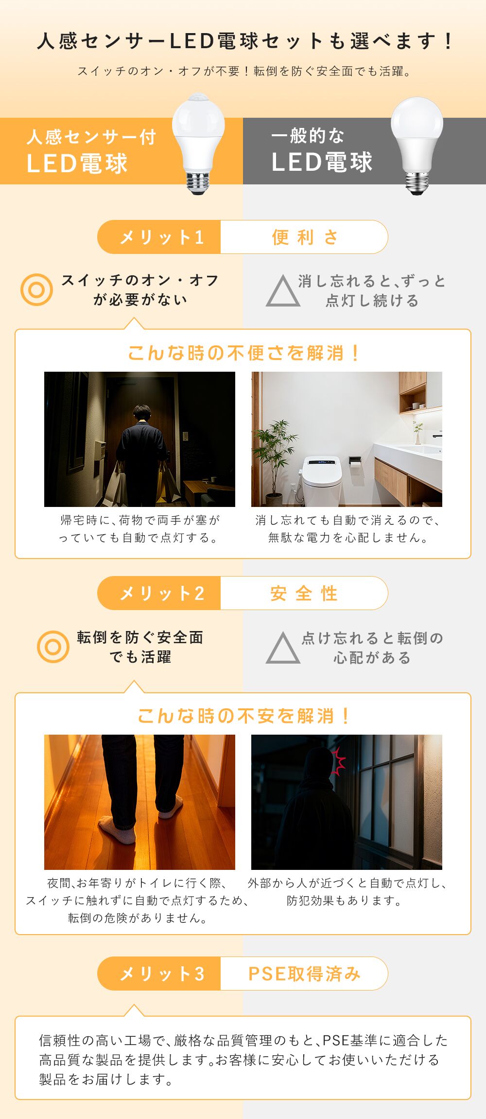 共同照明 LED 電球 センサーライト E26 60W形 810lm 電球色 昼光色 人