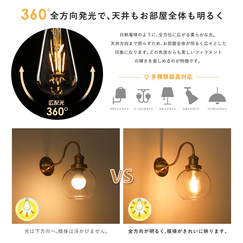共同照明 LEDエジソン電球 LED電球 E26 40W形相当 60W形相当