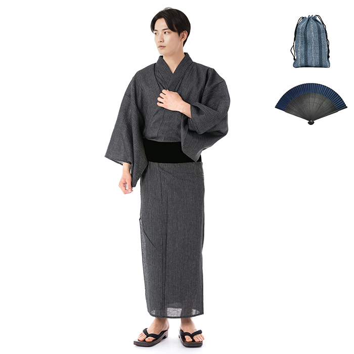 KYOETSU（京越） 浴衣 セット メンズ 【 浴衣セット 6点 しじら C