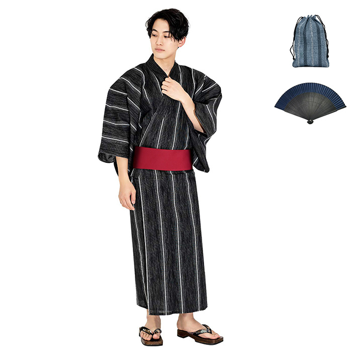 KYOETSU（京越） 浴衣 セット メンズ 【 浴衣セット 6点 しじら C