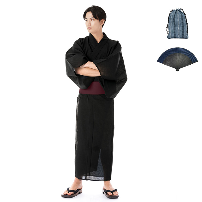 KYOETSU（京越） 浴衣 セット メンズ 【 浴衣セット 6点 しじら C