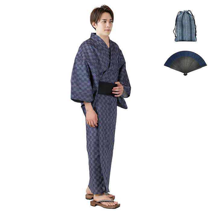 KYOETSU（京越） 浴衣 セット メンズ 【 浴衣セット 6点 しじら C