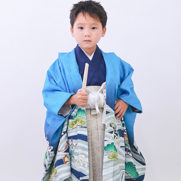 七五三 五歳 男児 羽織袴フルセット 着物 豪華絢爛 紋袴 祝着 NO24325 KYOETSU 【豪華安心12点フルセット】 七五三 着物 男の子 5歳 袴