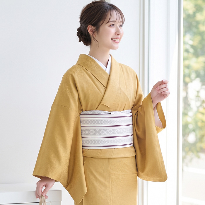 KYOETSU（京越） 色無地 地紋 単衣 洗える着物 女性 レディース 大きい