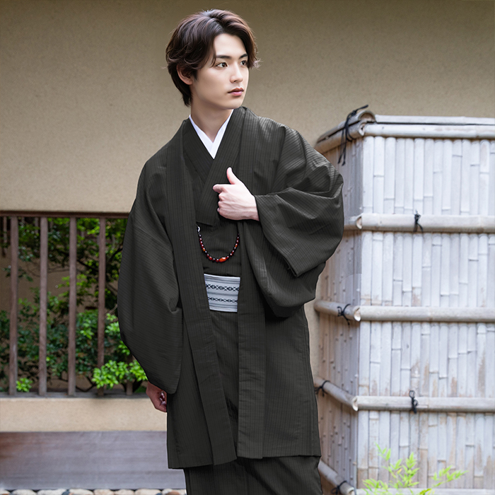 KYOETSU（京越） 袷羽織着物 メンズ 2点セット 縞柄 (11colors S M L