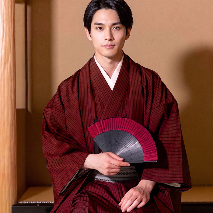 KYOETSU（京越） 袷羽織着物 メンズ 2点セット 縞柄 (11colors S M L