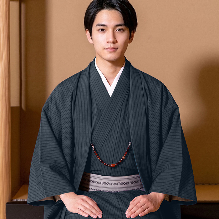 KYOETSU（京越） 袷羽織着物 メンズ 2点セット 縞柄 (11colors S M L