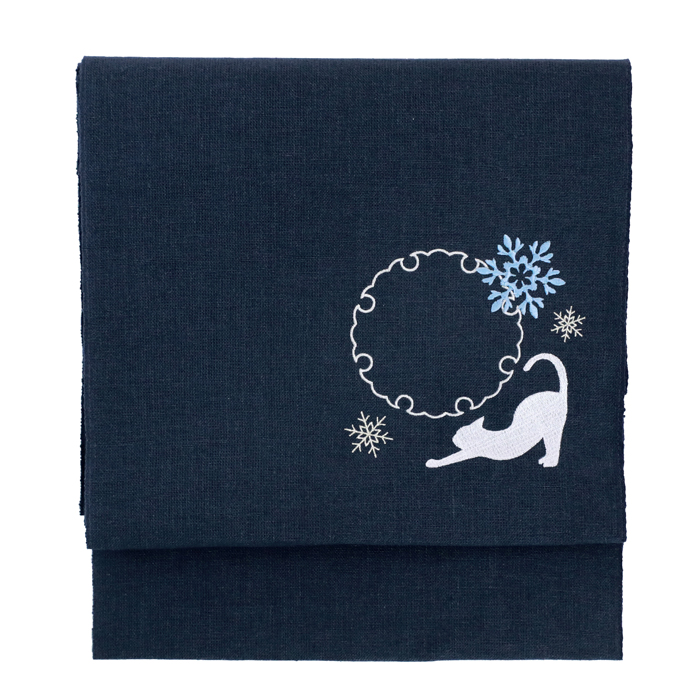 KYOETSU (日本製 名古屋帯 麻 刺繍入り) お仕立て上がり洗える
