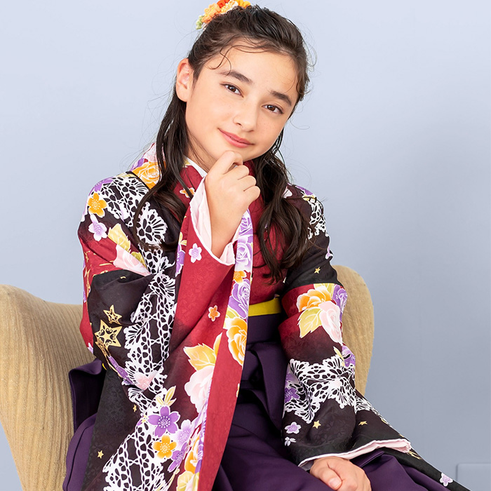 KYOETSU 袴4点セット 華やか B ジュニア 袴セット 卒業式 小学生