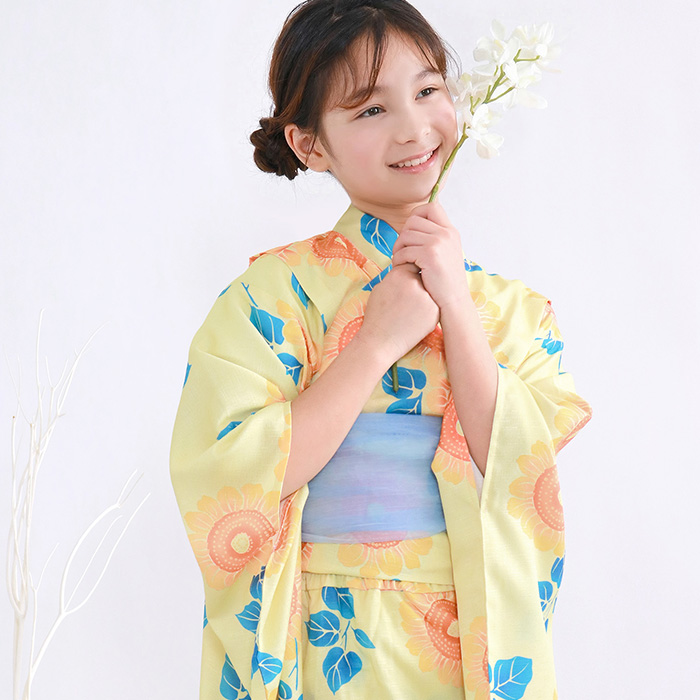 KYOETSU セパレート浴衣 陽夏燦々 ひまわり柄 京越 黄色 イエロー KYOETSU（京越） 1人で簡単着付け 【 ワンピース浴衣 新タイプ 2点
