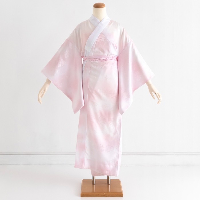 【着物】 長襦袢 落款入り 変わり横段文様 京暈し 身丈約125cm 裄丈約65cm 24z-2489 KYOETSU（京越） (長襦袢 ぼかし 71) 洗える 長襦袢 ポリエステル 暈し