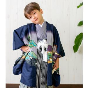 (着物セット 鷹兜松 黒縞袴) 七五三 着物 男の子 18コーディネート 袴 5歳 フルセット ボー...
