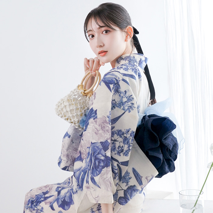 1人で"5分"簡単着付け 【 ワンピース浴衣 3点セット 】 ぷち兵児帯 浴衣 セット レディース ワンピース 二部式 セパレート 2way 浴衣セット 浴衣レディース (rg)の画像