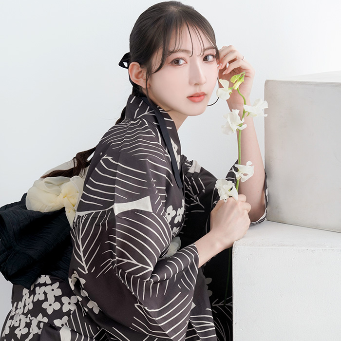 1人で"5分"簡単着付け 【 ワンピース浴衣 3点セット 】 ぷち兵児帯 浴衣 セット レディース ワンピース 二部式 セパレート 2way 浴衣セット 浴衣レディース (rg)の画像