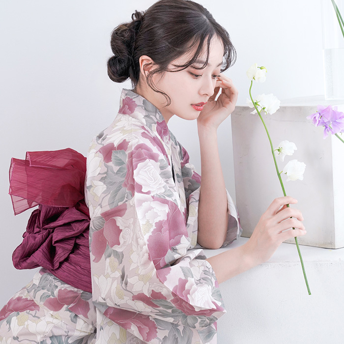 1人で"5分"簡単着付け 【 ワンピース浴衣 3点セット 】 ぷち兵児帯 浴衣 セット レディース ワンピース 二部式 セパレート 2way 浴衣セット 浴衣レディース (rg)の画像
