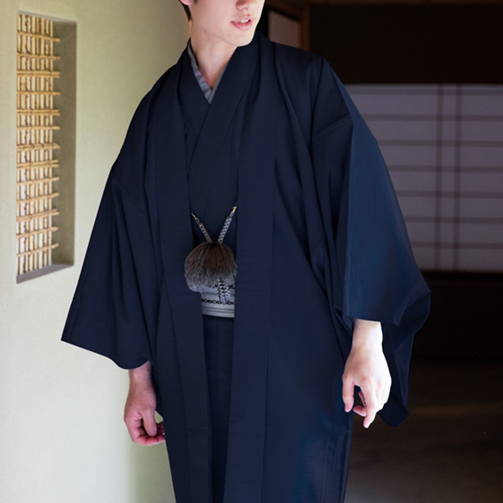 日本オンライン 和装 男物着物 ４点セット 帯 襦袢 羽織 【紳士もの 