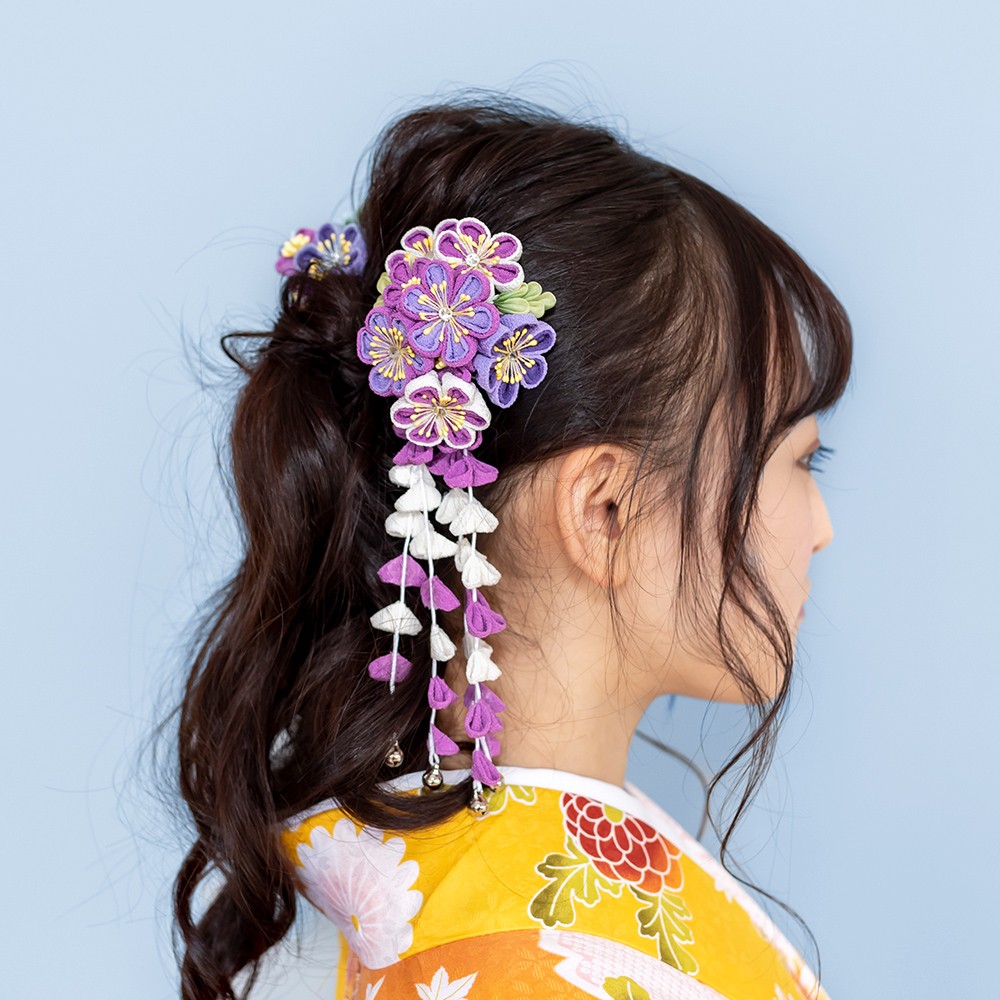 髪飾り つまみ 7W) 髪飾り 成人式 つまみ細工 セット 5colors 振袖 花 