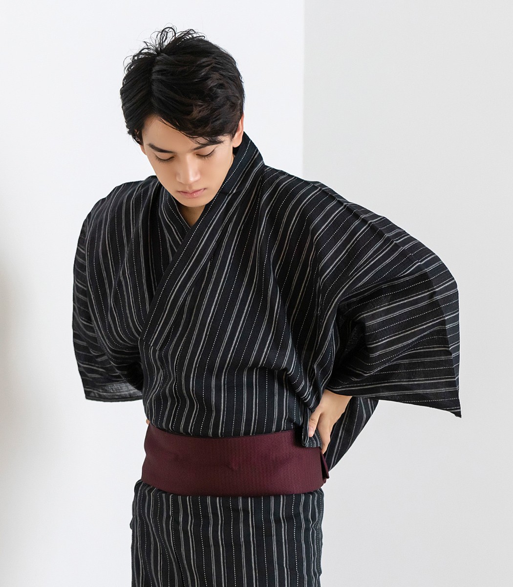 浴衣 メンズ セット 4点 C おしゃれ 小粋 派手 セール 登場から人気沸騰 レトロ 綿麻 安い ドビー 男性用浴衣 しじら織り M L 腰紐 Rg 下駄 帯 男 Ll