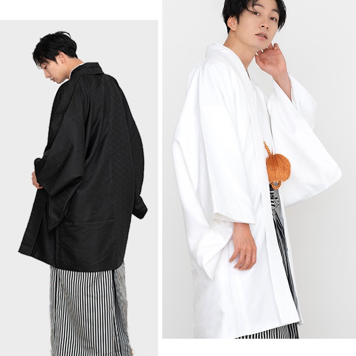 (紋付3点) 紋付羽織袴 メンズ 2colors 成人式 袴 セット (羽織/着物/袴 