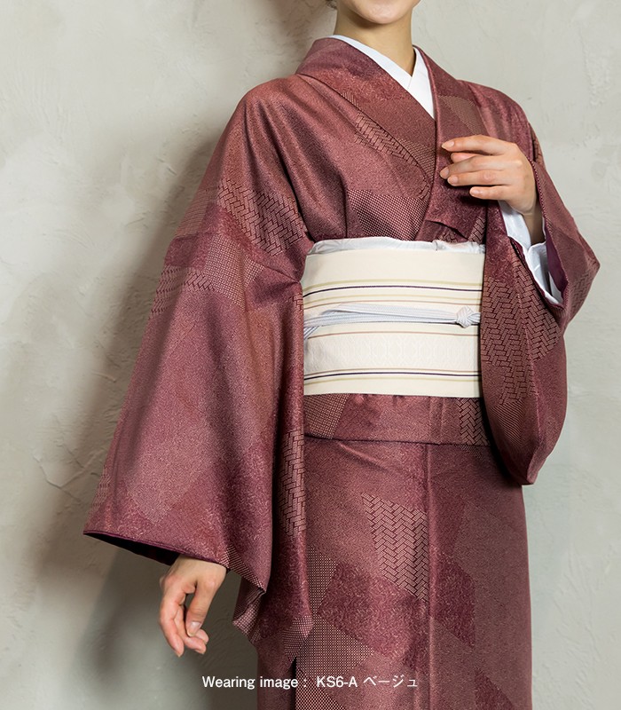 名古屋帯 KS6)洗える八寸名古屋帯 京紫織 献上 ストライプ 日本製 女性 