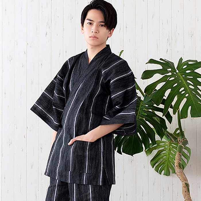 甚平 メンズ メンズ甚平 浴衣 【 綿麻しじら甚平単品 18色展開 】 麻 綿 ギフト プレゼント 誕生日 お父さん 父の日 おしゃれ 実用的 パジャマ 部屋着 (rg) | KYOETSU | 03
