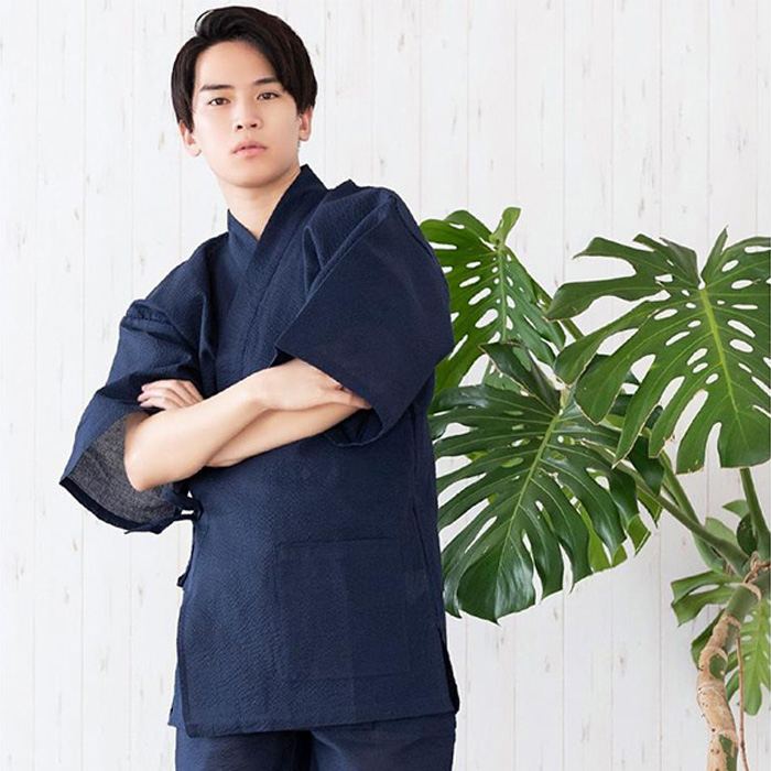 甚平 メンズ メンズ甚平 浴衣 【 綿麻しじら甚平単品 18色展開 】 麻 綿 ギフト プレゼント 誕生日 お父さん 父の日 おしゃれ 実用的 パジャマ 部屋着 (rg) | KYOETSU | 06