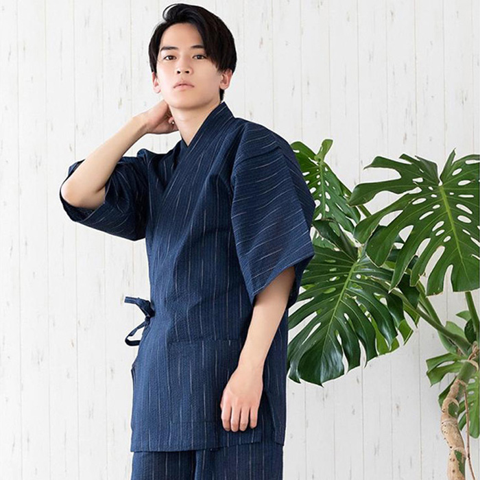 甚平 メンズ メンズ甚平 浴衣 【 綿麻しじら甚平単品 18色展開 】 麻 綿 ギフト プレゼント 誕生日 お父さん 父の日 おしゃれ 実用的 パジャマ 部屋着 (rg) | KYOETSU | 08